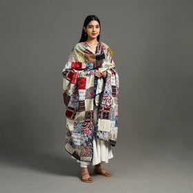 Multicolor - indigo cotton reversible patchwork dupatta 02