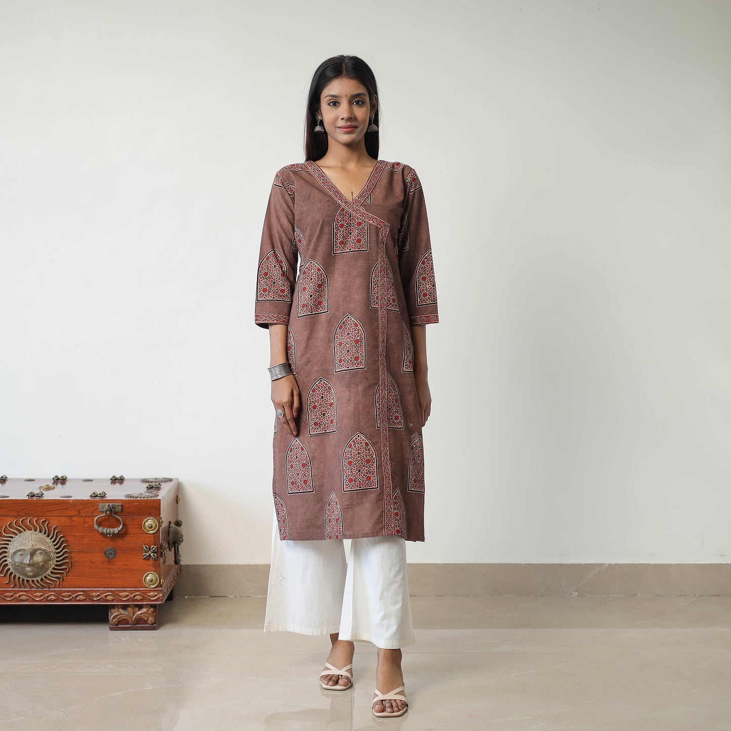 Block Printed Cotton Straight Ajrakh Kurta 37