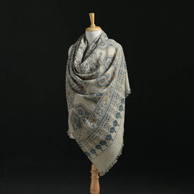 Ajrakh Hand Block Print Natural Dyed Handwoven Acrylic Wool Shawl 19
