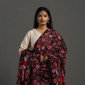 Maroon - Cotton Hand Batik Print Dupatta 36