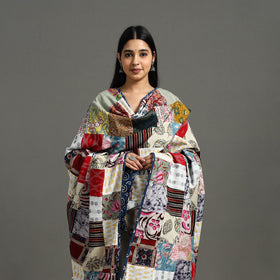 Multicolor - indigo cotton reversible patchwork dupatta 02