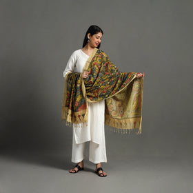 Green - mangalagiri cotton handpainted pen work kalamkari