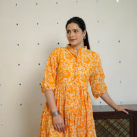 Orange - Pure Cotton Tiered Batik Print Dress 08