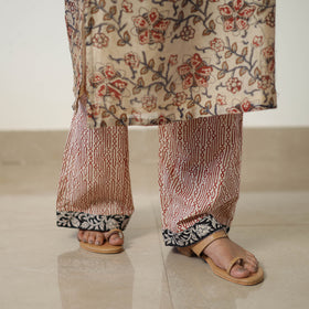 Buy Beige Chanderi Silk Hand Block Bagru Print Kurta Set