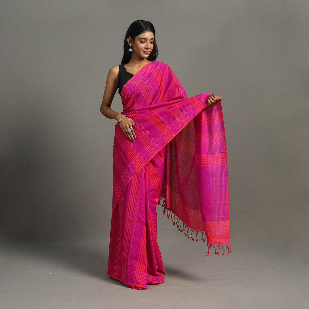 Purple - Stripes Cotton Handloom Saree 10