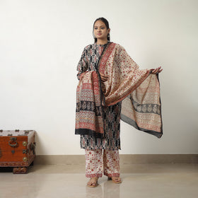 Multicolor Chanderi Silk Hand Block Bagru Print Kurta Set