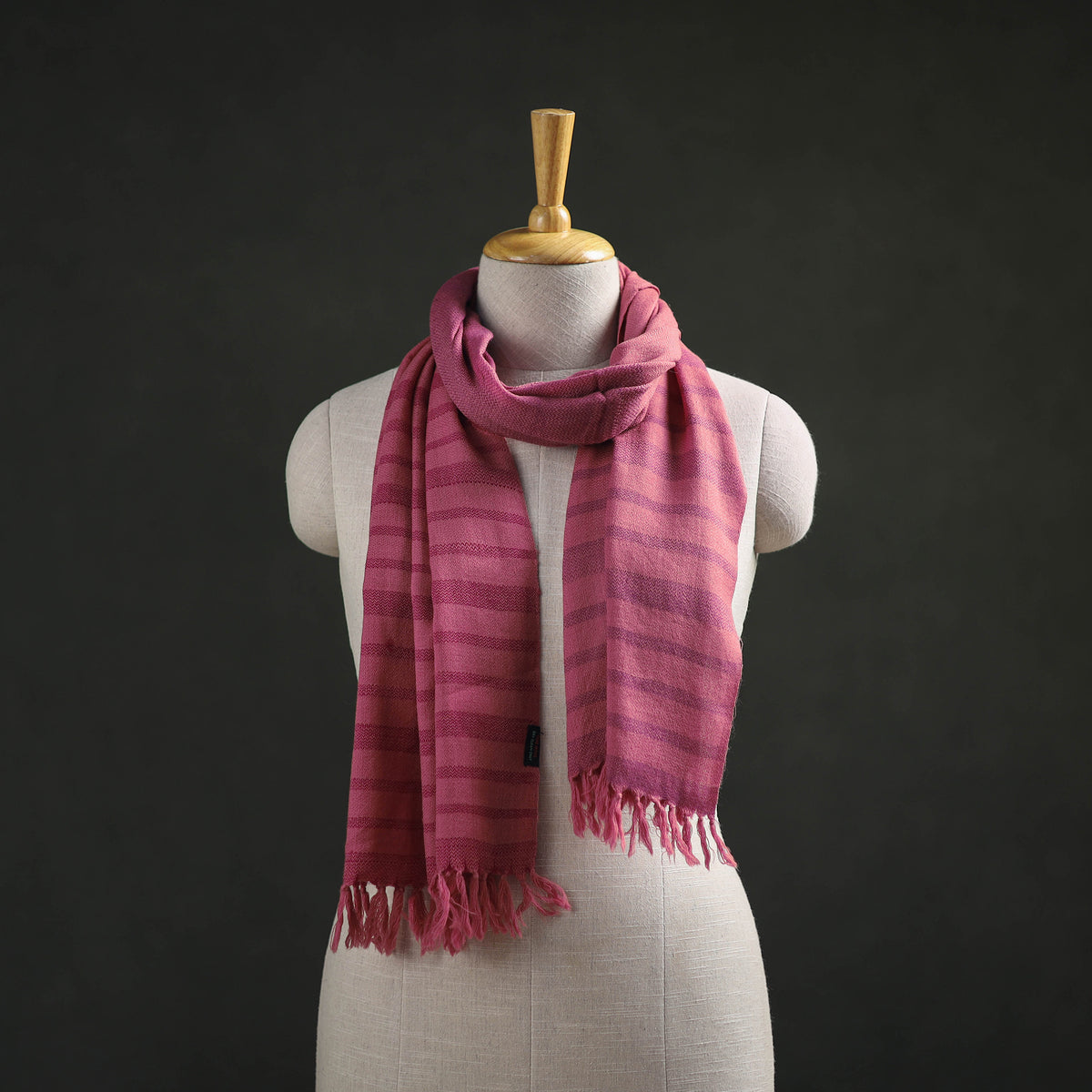 Pink - Kumaun Handwoven Pure Merino Wool Stole 121