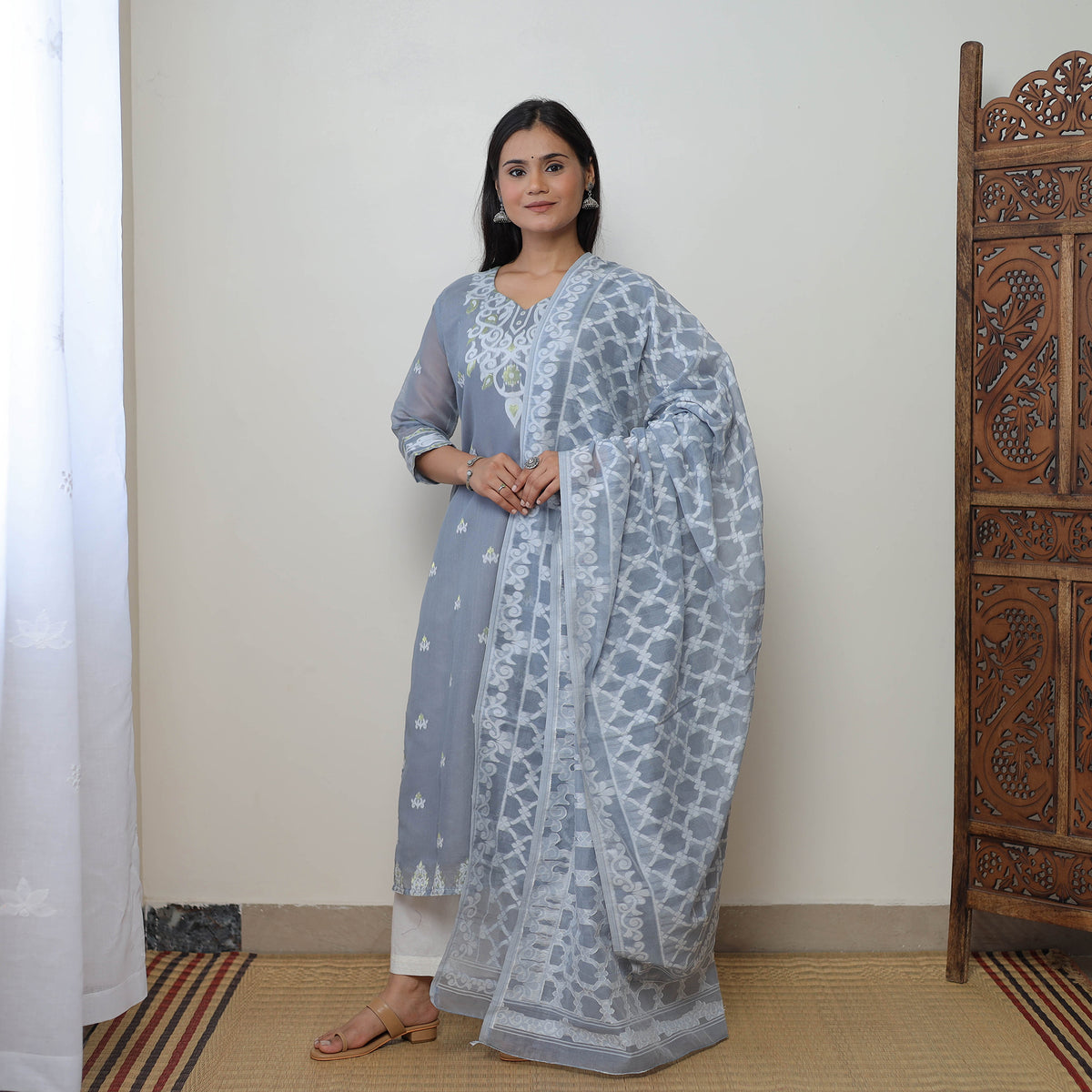 Jamdani Kurta with Dupatta Set