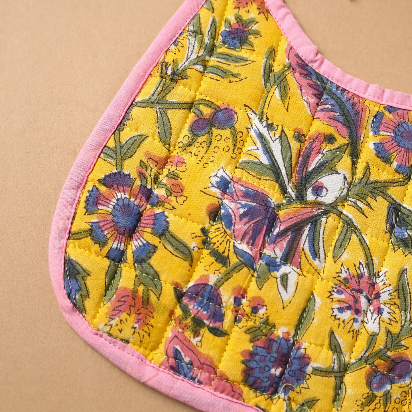 Yellow Handmade Cotton Baby Bib