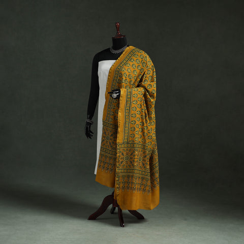 Chanderi Silk Kutch Hand Block Print Natural Dyed Handloom Ajrakh Dupatta 19