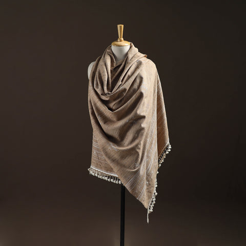 Kutch Bhujodi Handspun Handwoven Merino Wool x Katia Silk Chomuk Buta Shawl 07