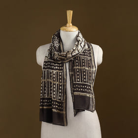 Brown - Pipad Hand Block Print Natural Dyed Chanderi Silk Handloom Stole 58