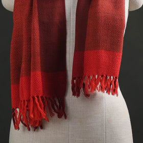 Red - Kumaun Handwoven Pure Merino Wool Stole 122
