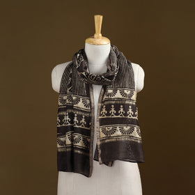 Brown - Pipad Hand Block Print Natural Dyed Chanderi Silk Handloom Stole 59