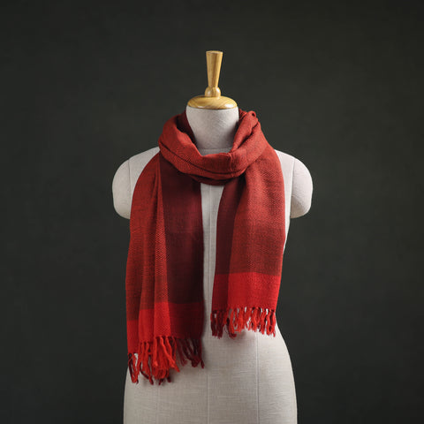 Red - Kumaun Handwoven Pure Merino Wool Stole 122