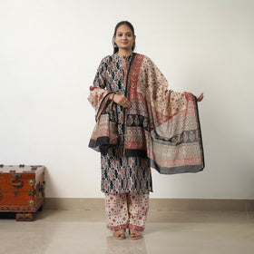 Multicolor Chanderi Silk Hand Block Bagru Print Kurta Set