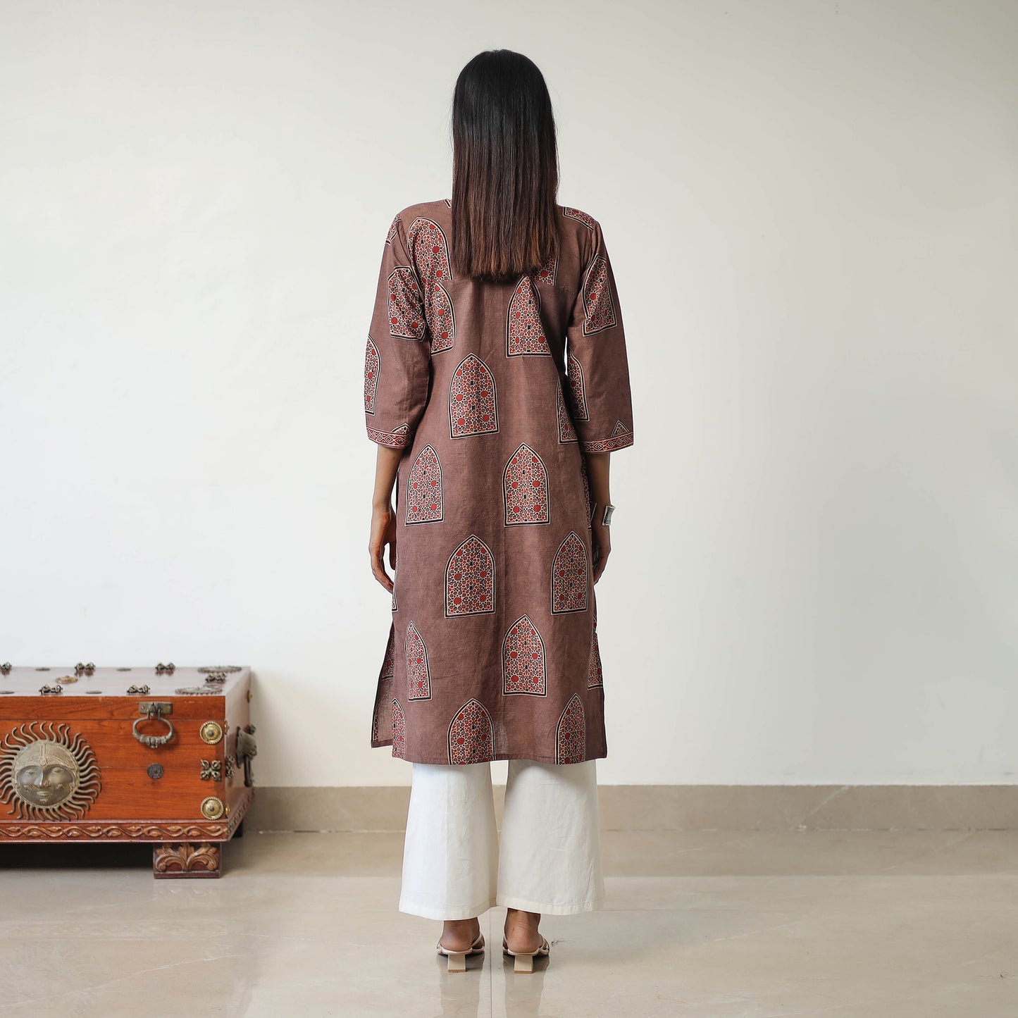 Block Printed Cotton Straight Ajrakh Kurta 37