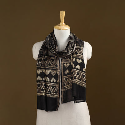 Brown - Pipad Hand Block Print Natural Dyed Chanderi Silk Handloom Stole 60