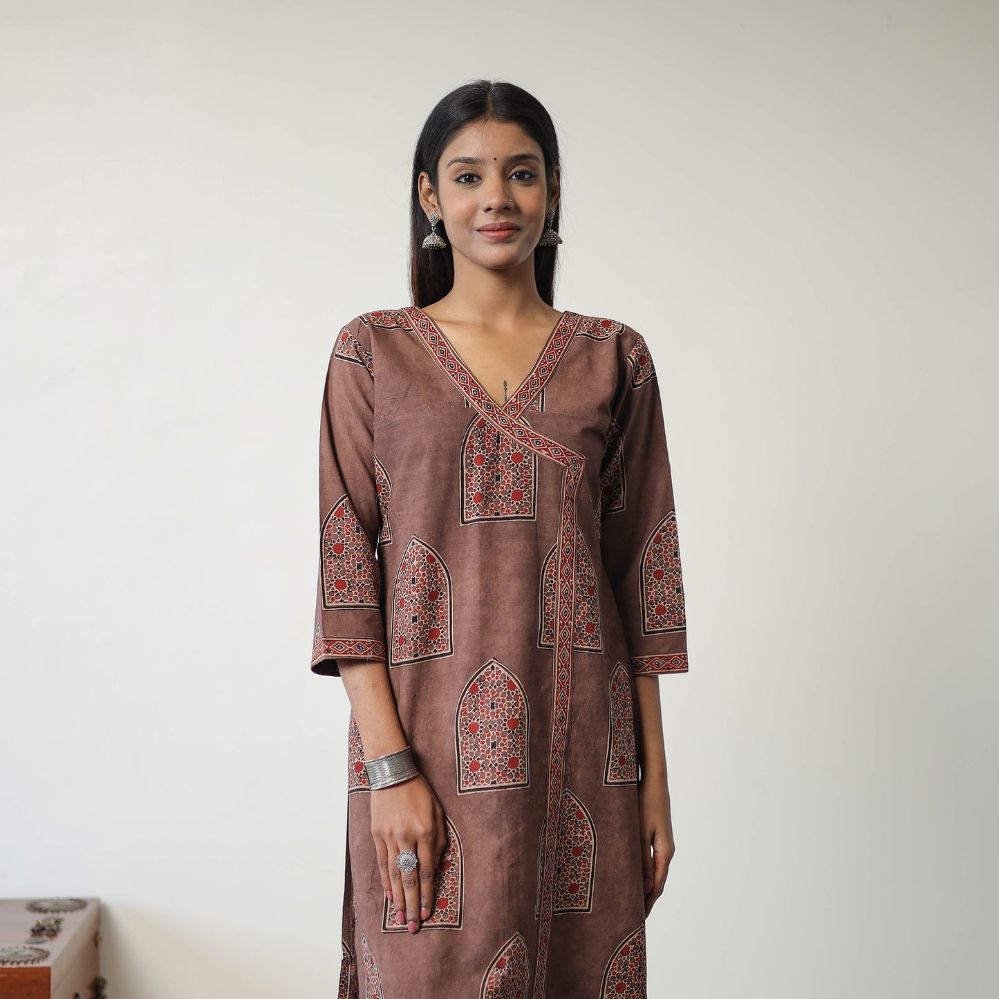 Block Printed Cotton Straight Ajrakh Kurta 37