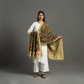 Green - mangalagiri cotton handpainted pen work kalamkari