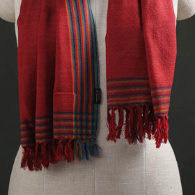 Red - Kumaun Handwoven Pure Merino Wool Stole 124