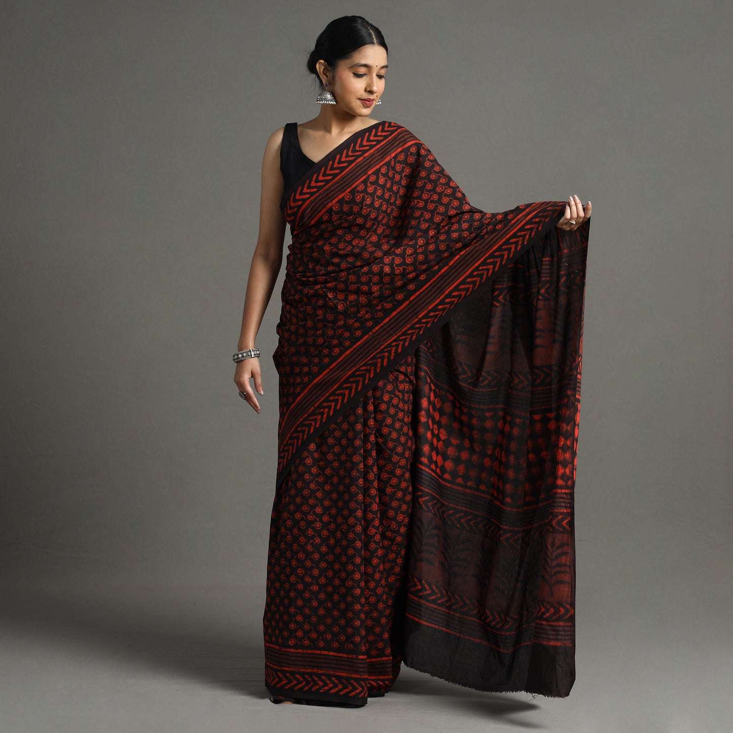 block printed saree