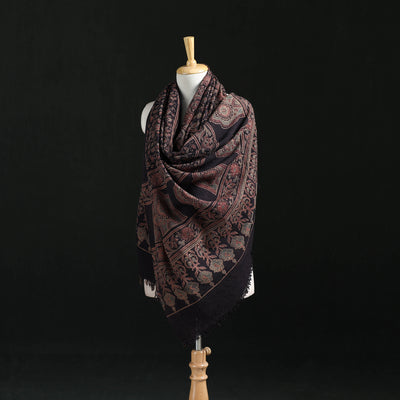 Ajrakh Hand Block Print Natural Dyed Handwoven Acrylic Wool Shawl 20