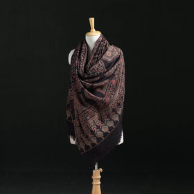 Ajrakh Hand Block Print Natural Dyed Handwoven Acrylic Wool Shawl 20