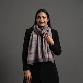  Grey Bagh Hand Block Printed Merino Woollen Stole