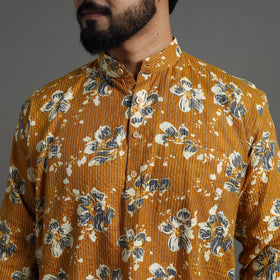 Kantha Stitch Cotton Short Sanganeri Kurta for Men 04