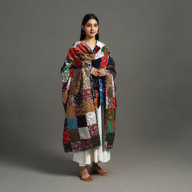 Multicolor - indigo cotton reversible patchwork dupatta 03