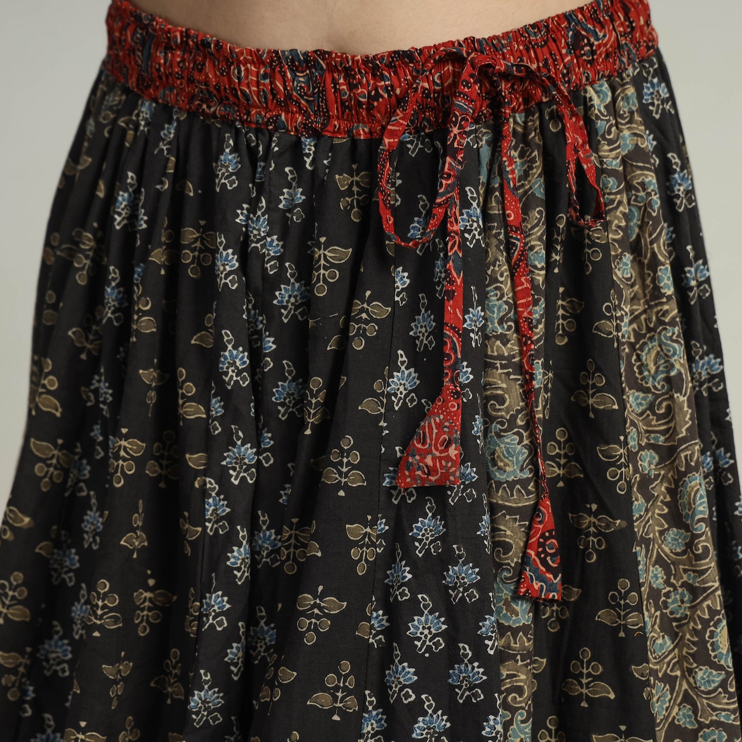 Multicolor - Kutch Block Printed 24 Kali Cotton Long Skirt 15