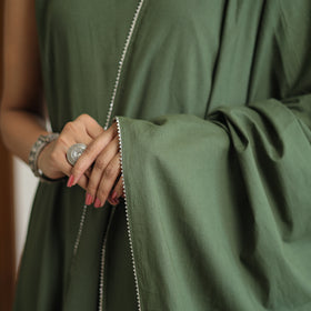 Yashasmini Green Cotton Flared Kurta with Palazzo & Dupatta Set