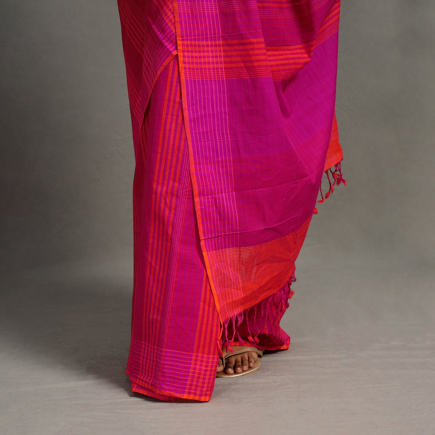 Purple - Stripes Cotton Handloom Saree 10