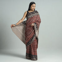 Brown - Bindaas Art Block Printed Natural Dyed Cotton Saree 34