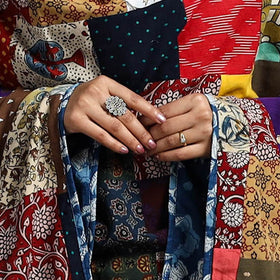 Multicolor - indigo cotton reversible patchwork dupatta 03