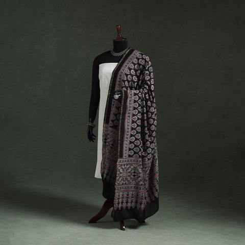 Chanderi Silk Kutch Hand Block Print Natural Dyed Handloom Ajrakh Dupatta 20