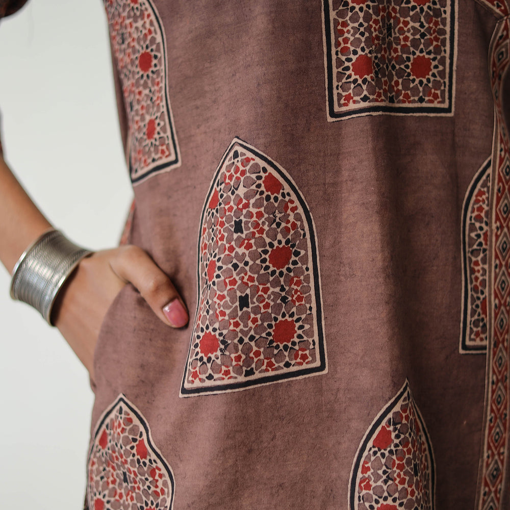 Block Printed Cotton Straight Ajrakh Kurta 37