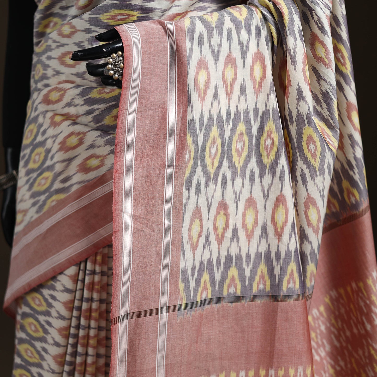 Multicolor - Pochampally Ikat Weave Mercerised Cotton Saree 01