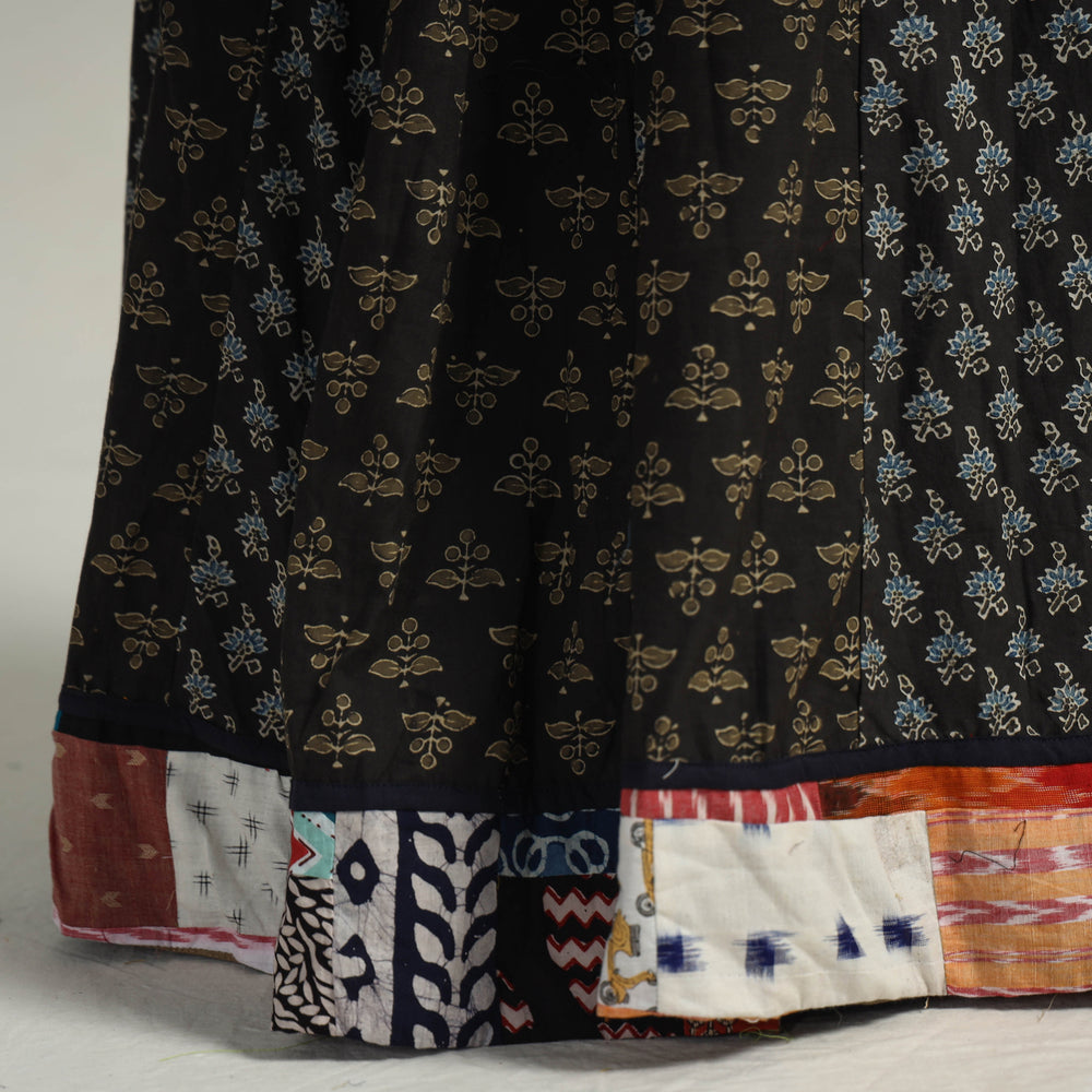 Multicolor - Kutch Block Printed 24 Kali Cotton Long Skirt 15