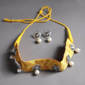 Yellow - handcrafted gs fabart choker necklace set 05
