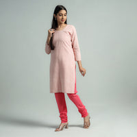 Pink - Plain Dyed Cotton Ankle Length Churidar