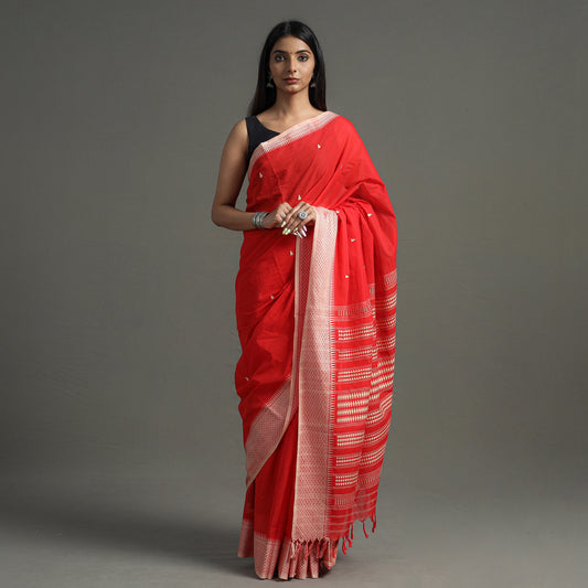 Red - Begampuri Handloom Cotton Saree