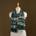 Green - Pipad Hand Block Print Natural Dyed Chanderi Silk Handloom Stole 62