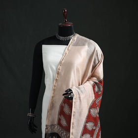 Multicolor - Mata Ni Pachedi Handpainted Natural Dyed Chanderi Silk Handloom Dupatta 14
