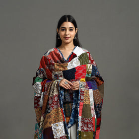 Multicolor - indigo cotton reversible patchwork dupatta 03