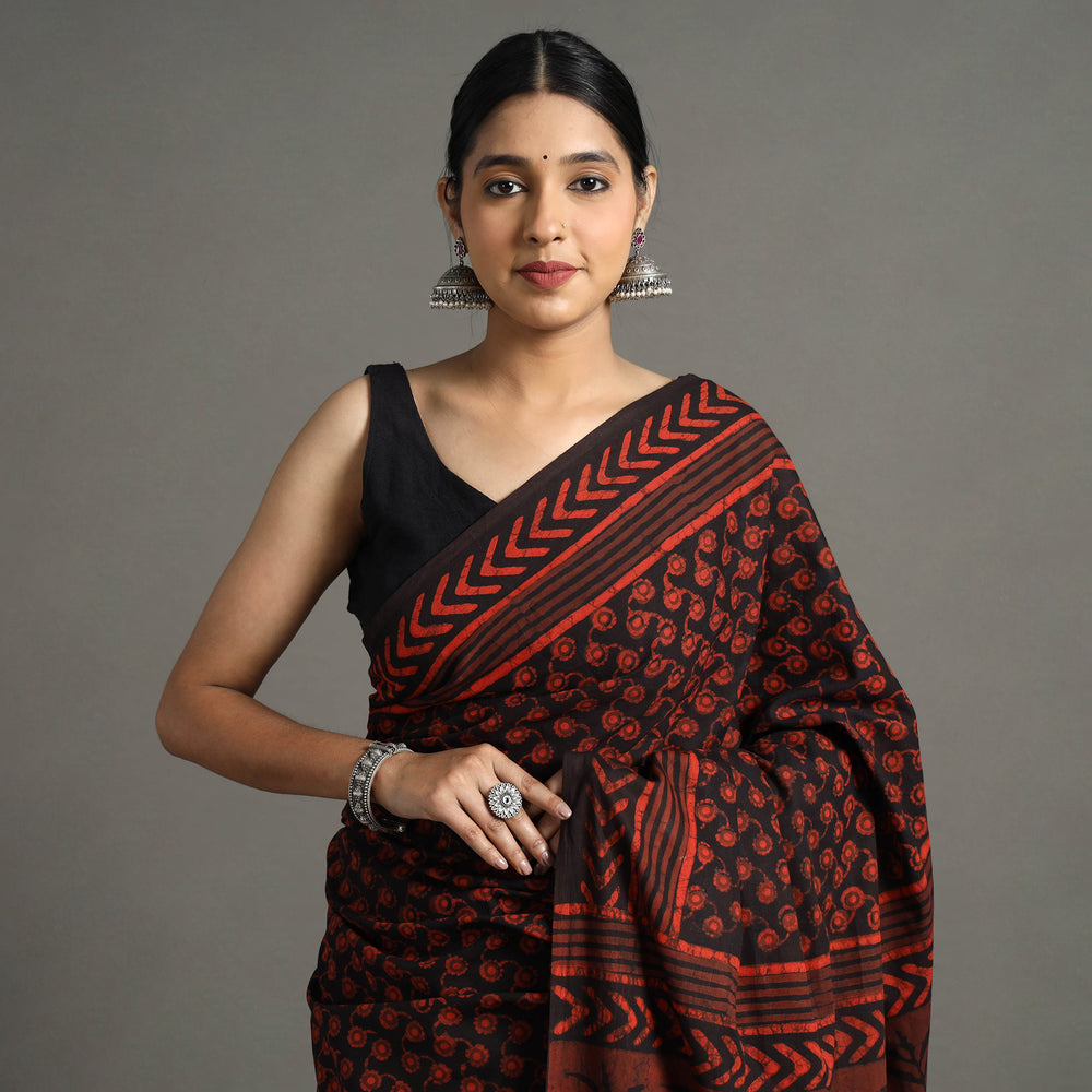 block printed saree