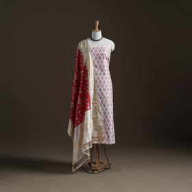 Pochampally Ikat Handloom Sico Unstitched Dress Material: Kurta with Mulberry Silk Dupatta 41