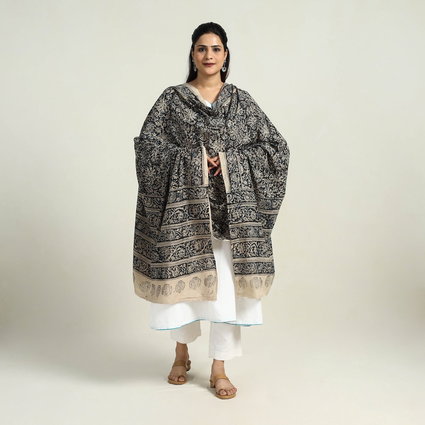 Block Printed Cotton Kalamkari Dupatta 08