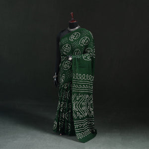 Green - Kutch Bandhani Tie-Dye Cotton Saree 55